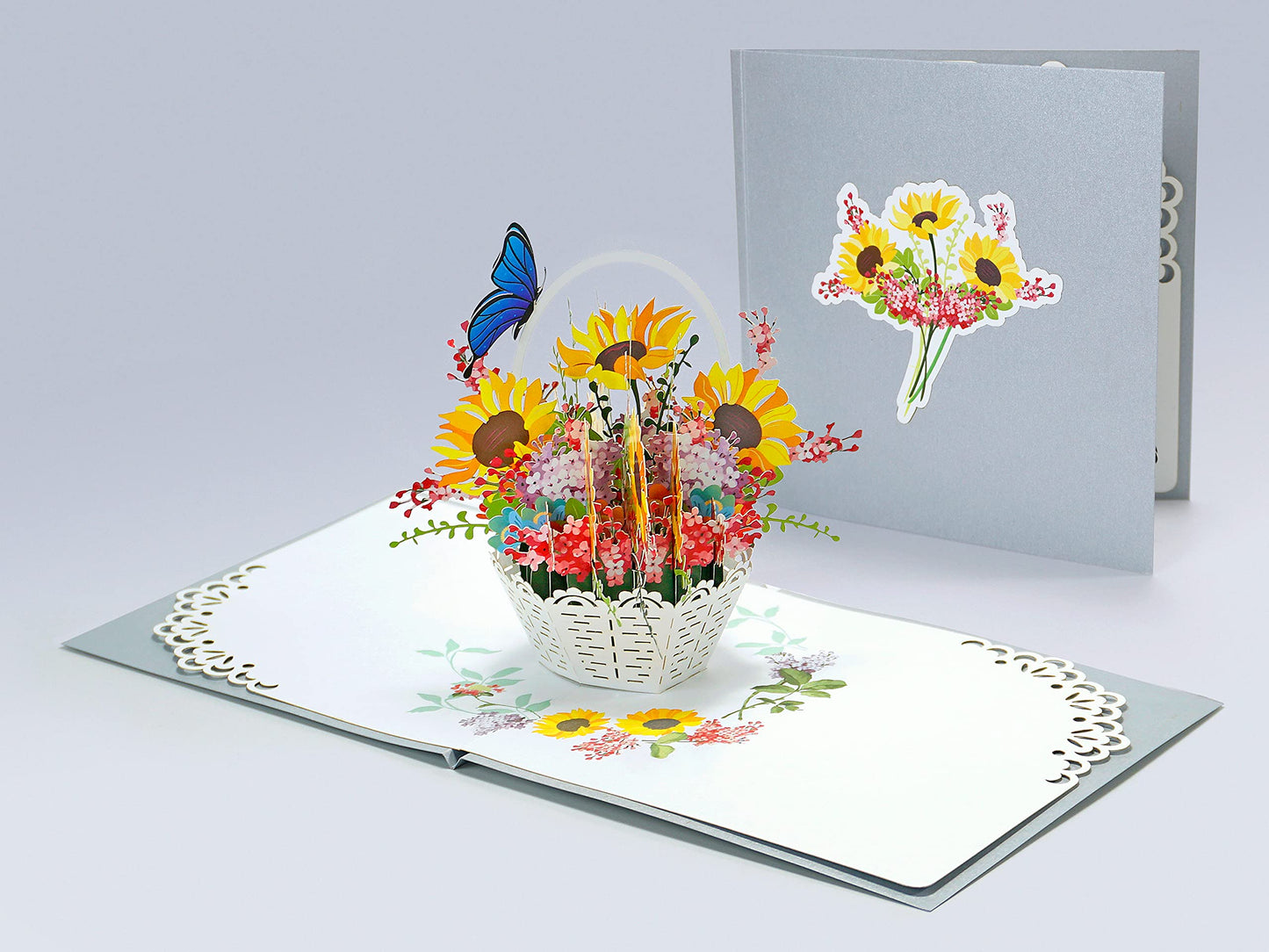 CUTPOPUP Sunflowers Basket - Birthday Cards for Women, Mothers Day Cards Pop Up, Flowers 3D Greeting Card, Anniversary Cards, Valentines Card UK