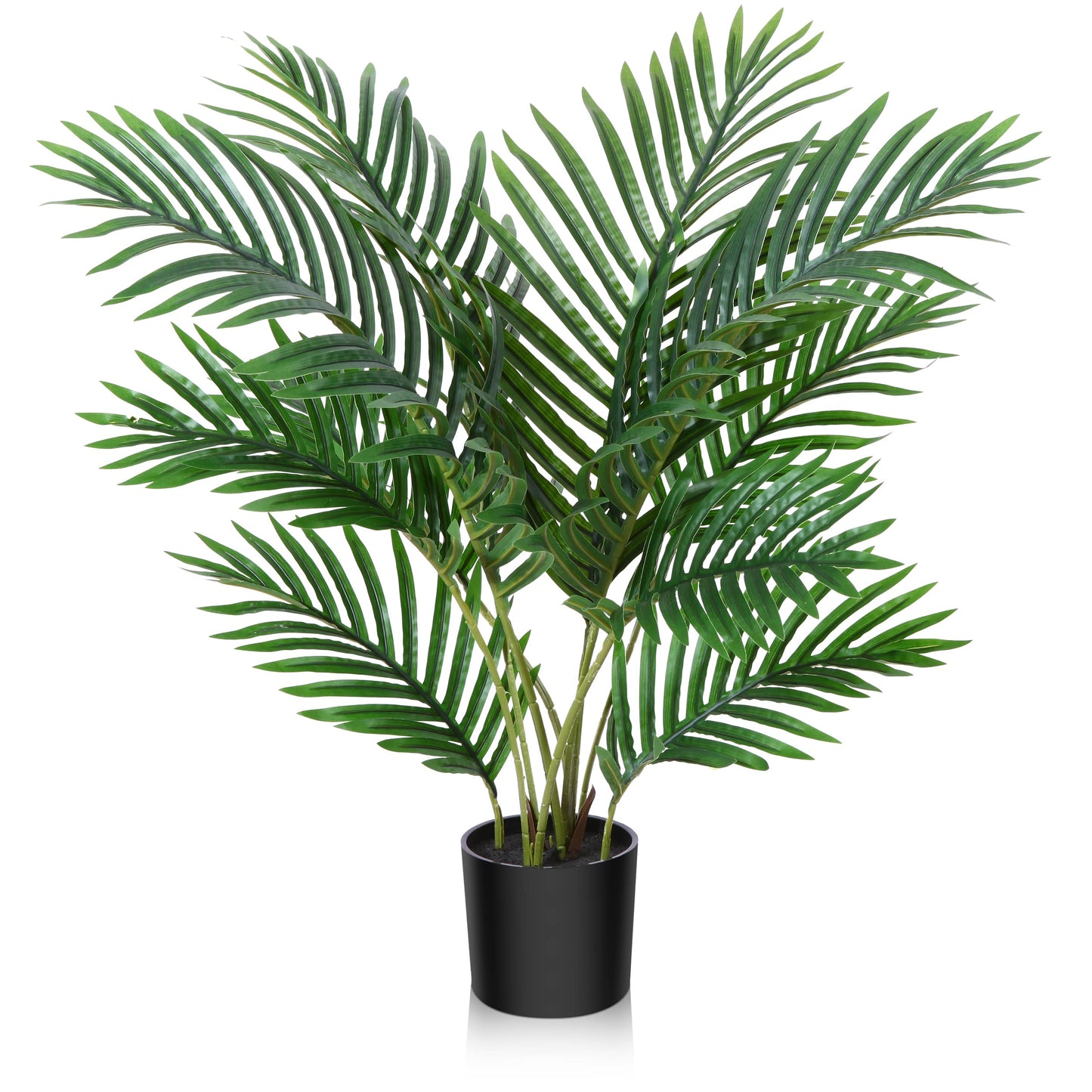 Fopamtri Artificial Plants Indoor Fake Areca Palm Plant 60cm in Plastic Pot with Green Leaves Faux Tropical Palm Plants for Home House Office Garden Decoration(1PACK) 60cm-1 Pack