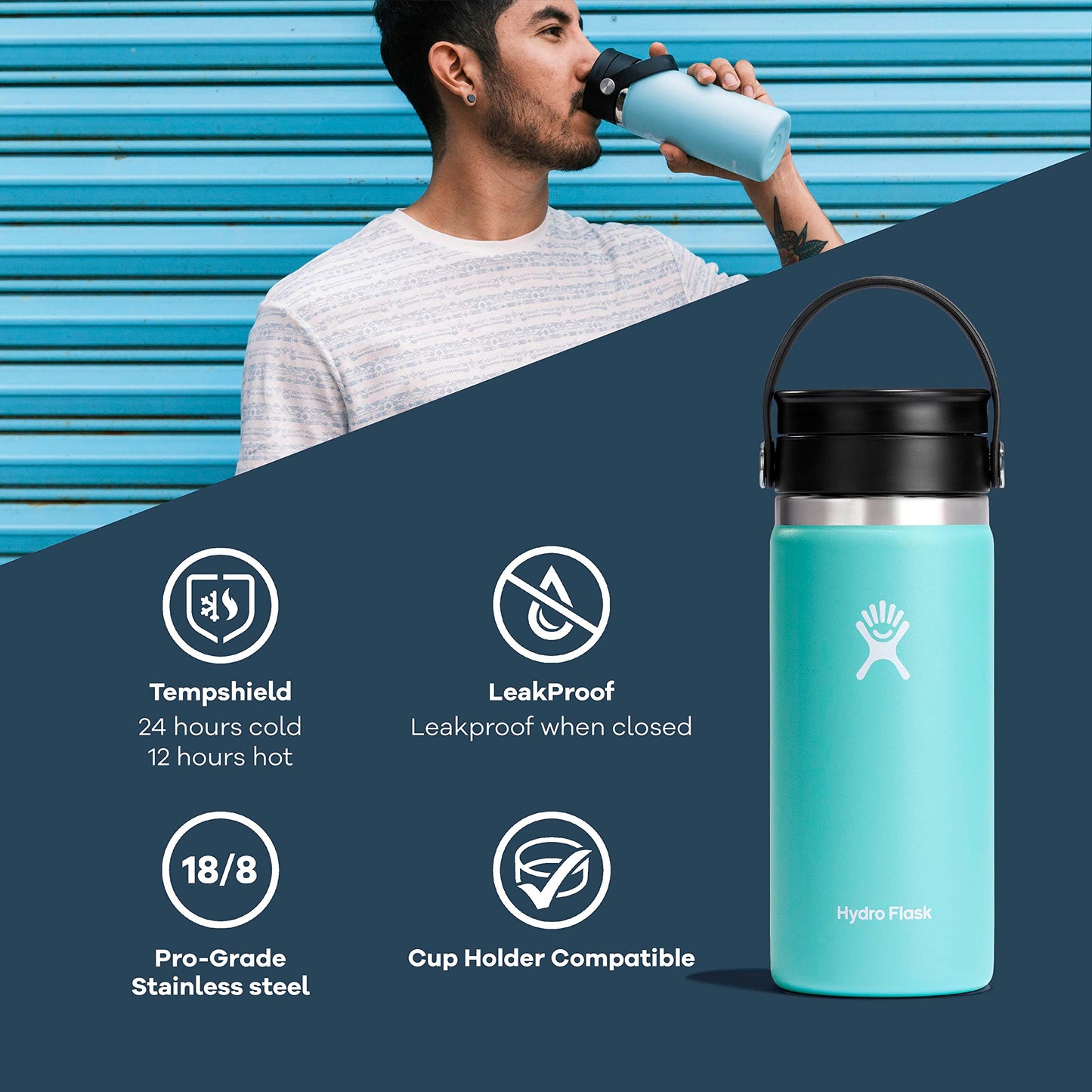 HYDRO FLASK - Travel Coffee Flask 354 ml (12 oz) - Vacuum Insulated Stainless Steel Travel Mug with Leak Proof Flex Sip Lid - BPA-Free - Wide Mouth - White 354ml (12oz)