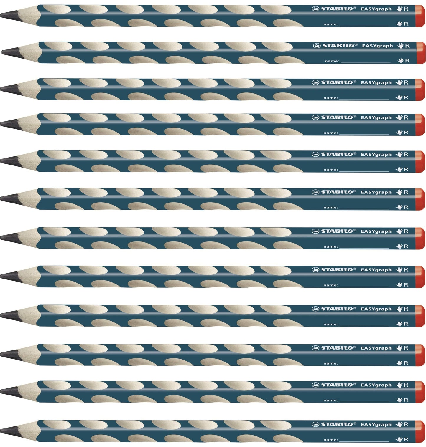 Ergonomic Graphite Pencil - STABILO EASYgraph - Right-Handed - Pack of 12 - Petrol - HB