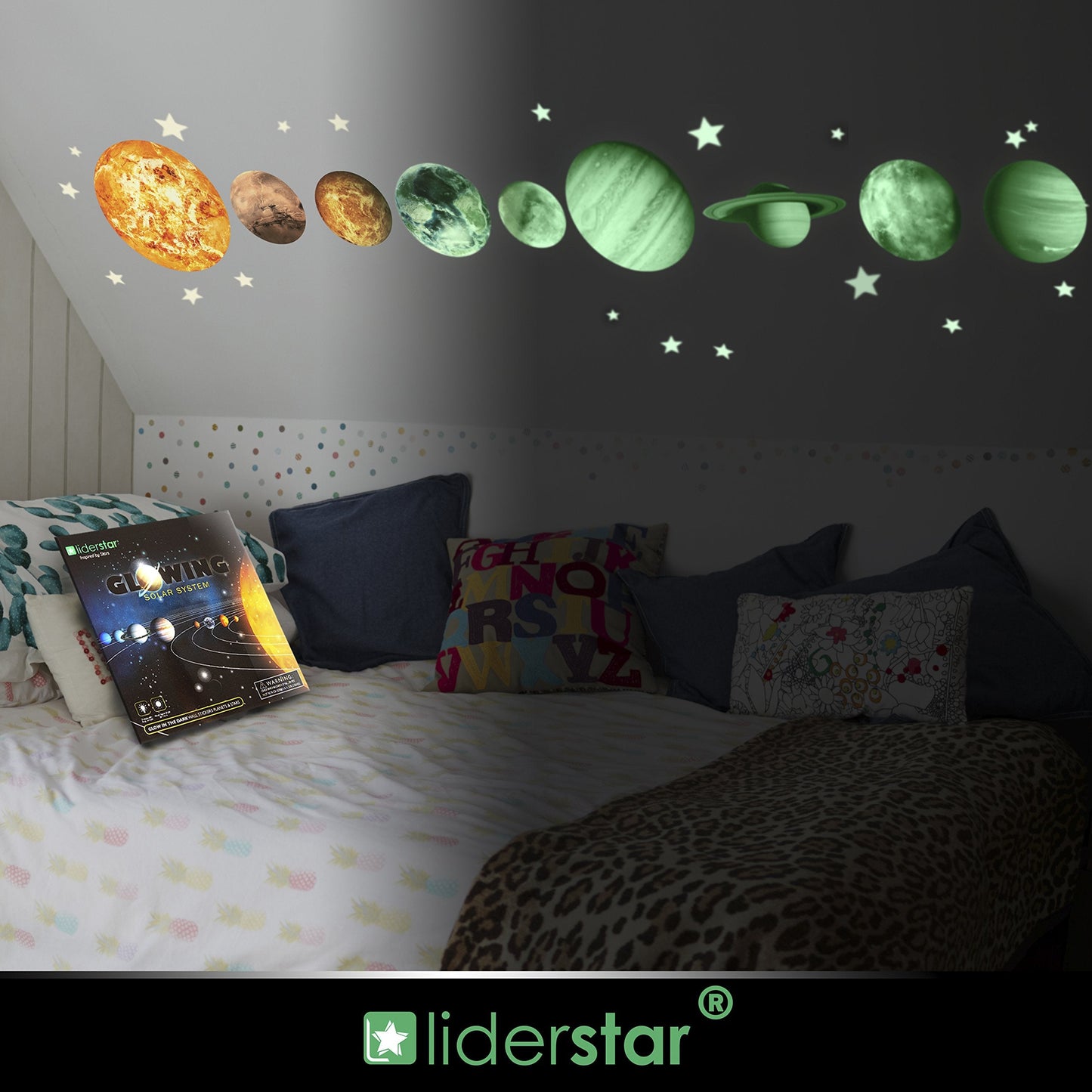 Glow in The Dark Stars and Planets, Bright Solar System Wall Stickers - Glowing Ceiling Decals for Kids Bedroom or Any Room, Shining Space Decoration,Birthday Gift for Boys and Girls