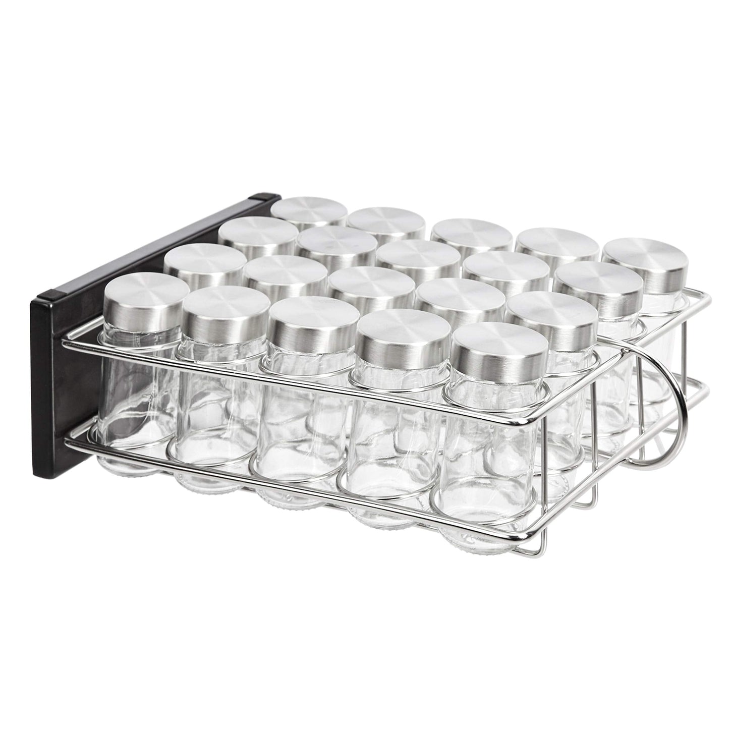 Amazon Basics Alloy Steel 20-Jar Vertical Spice Rack, Silver 20 Jars Organizer