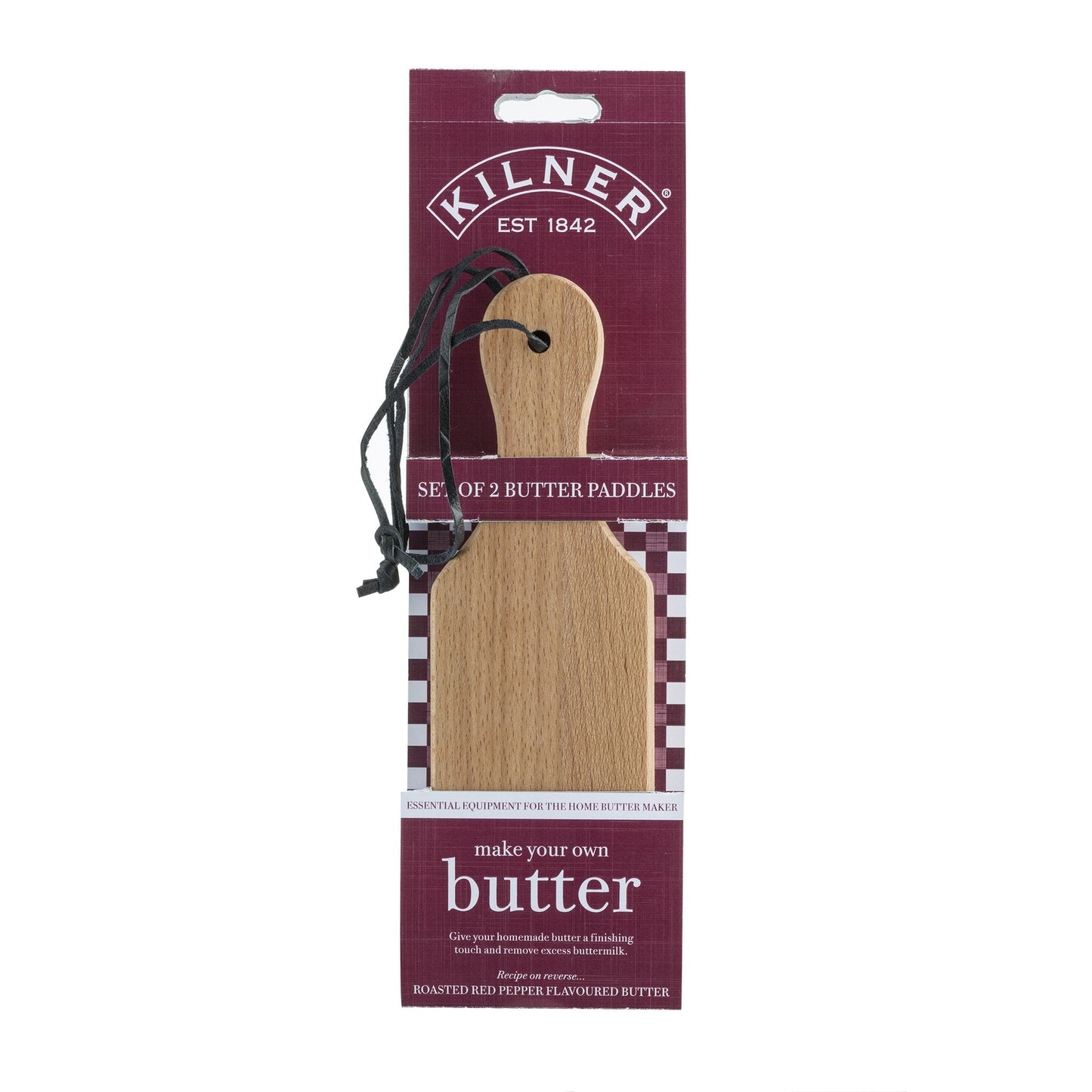 Kilner Set of 2 Wooden Butter Paddles For Homemade Butter, Copper Black 2 Count (Pack of 1) Single