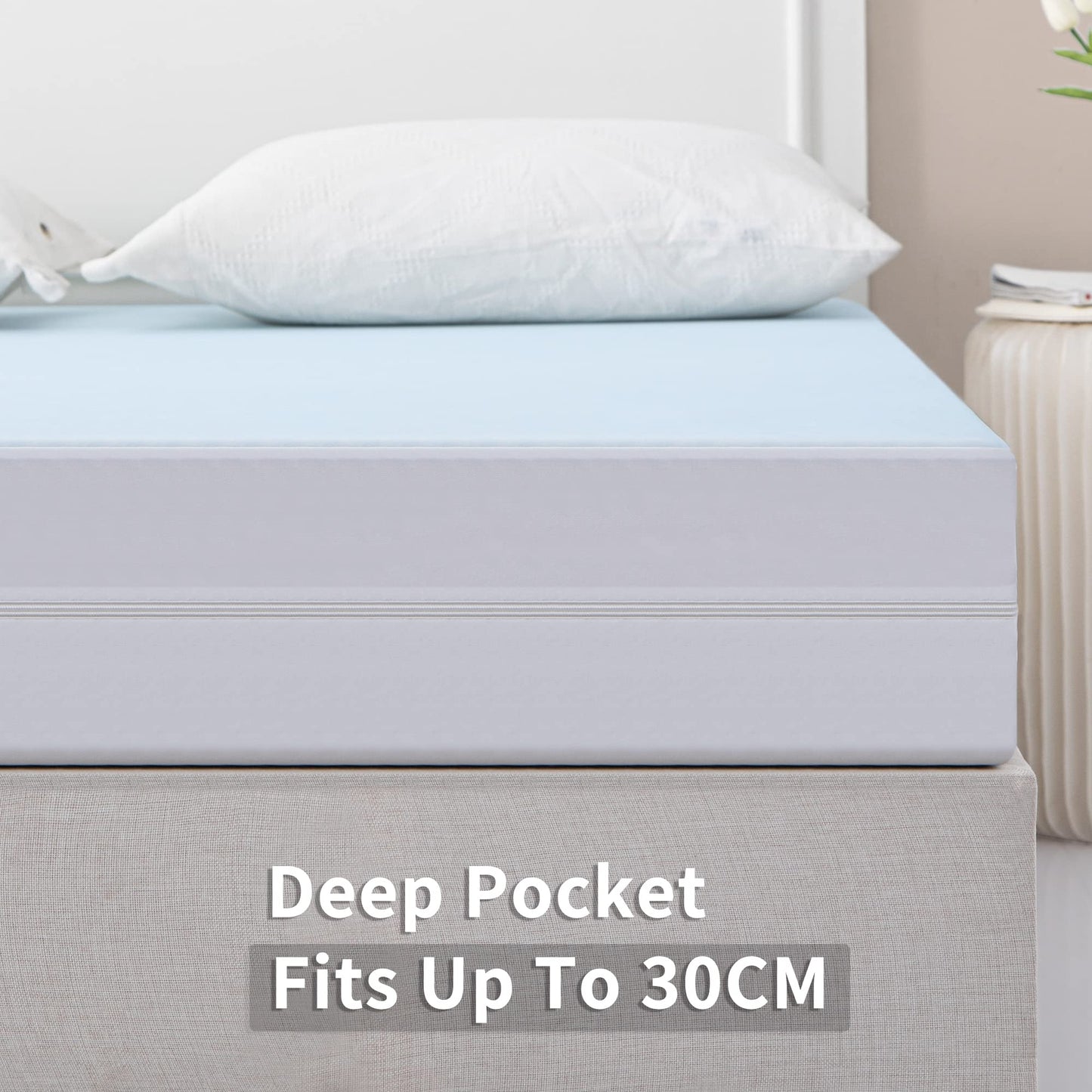 JET'S HOME Double Waterproof Mattress Protector With Zipper - 6 Sided Anti Bed Bug And Dust Mite Mattress Encasement - Washable Zippered Mattress Cover (135x190X30CM) Double(135x190x30cm)