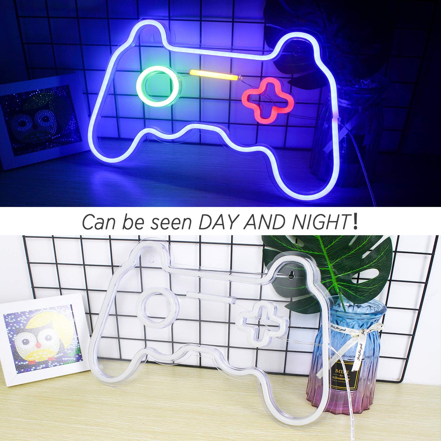 Ineonlife Game Neon Signs Neon Light Gaming LED Neon Lights Wall Art Blue Neon Night Light for Kids Game Room Bar Bedroom Home Decoration 16''x11'' A-game Console