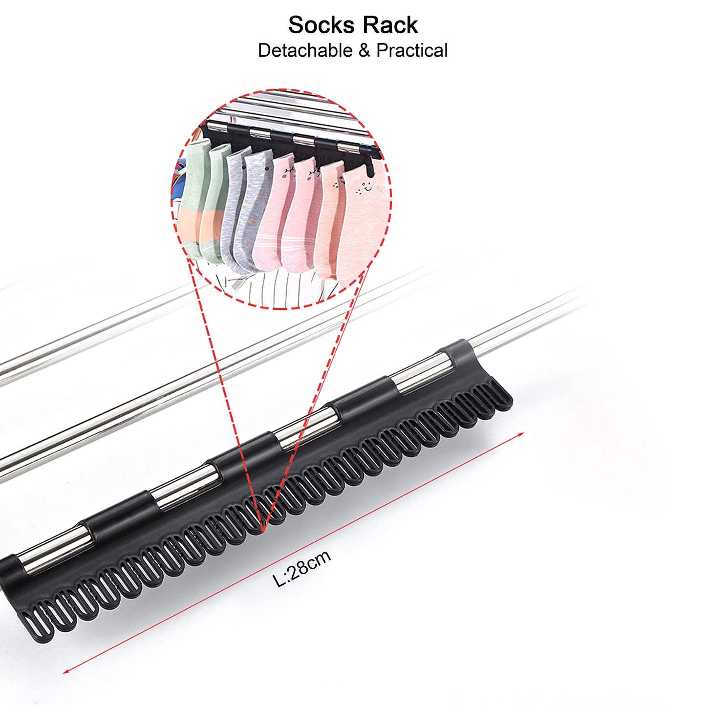 ANEWSIR Radiator Clothes Airer Clothes Drying Rack, Stainless Steel Extendable Foldable Airer Indoor (51-95 cm), Wind-proof Socks Hanger Rack Included. 51-95cm