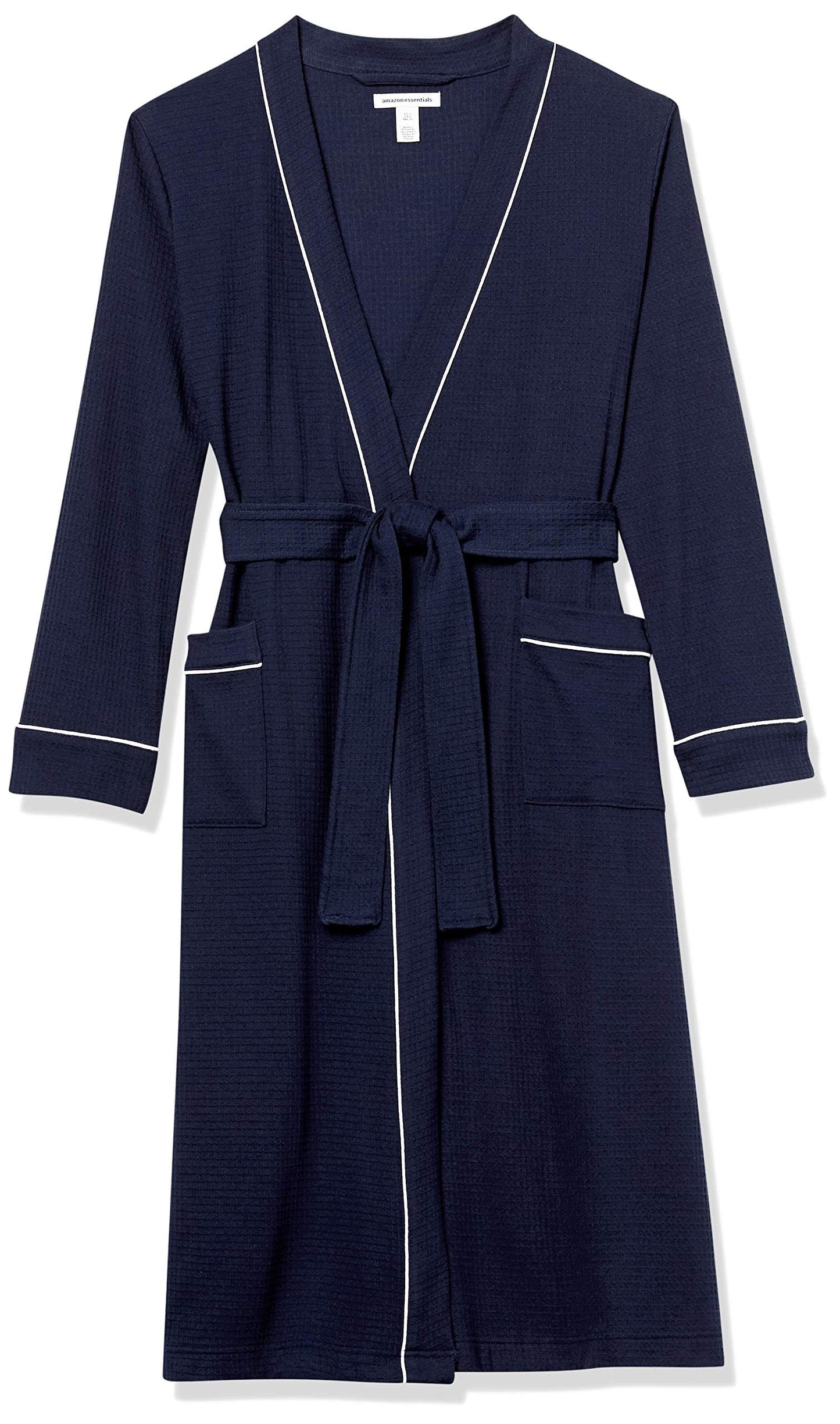 Amazon Essentials Women's Lightweight Waffle Full-Length Robe (Available in Plus Size) L Navy