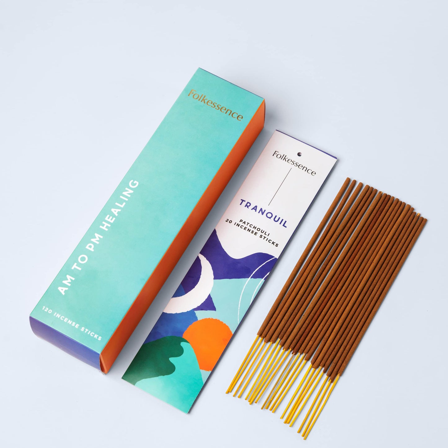 Folkulture Incense Sticks - Set of 6 Insenses (120 Sticks) - Lavender, Palo Santo and Cedar, Dragon's Blood, Patchouli, Sandalwood, Nag Champa - Incense Sticks Multipack (AM to PM Healing) Am to Pm Healing