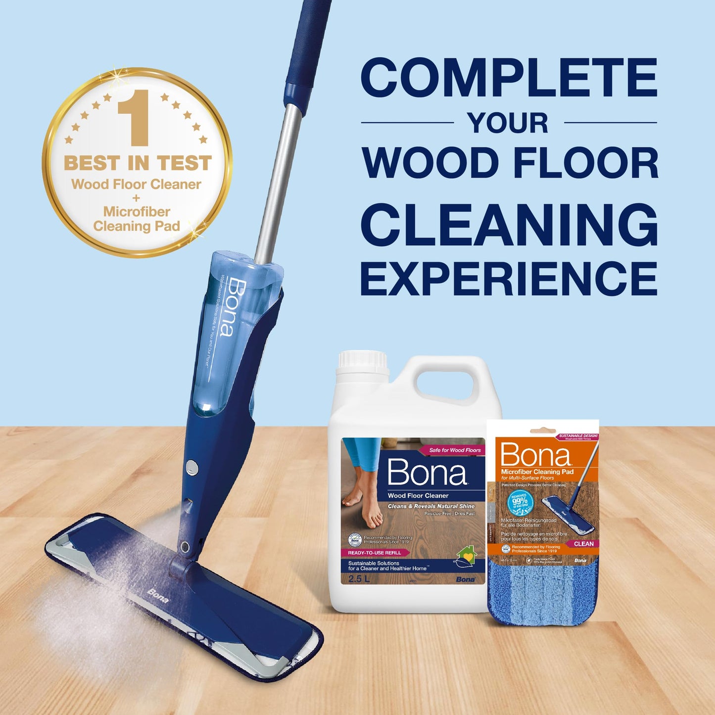 Bona Wood Floor Cleaner Liquid | Wooden Floor Cleaner | Robot Liquid | Suitable for Varnished or Hard-Waxed Wood Floors | 4 Litre Floor Cleaning Liquid Refill Bottle