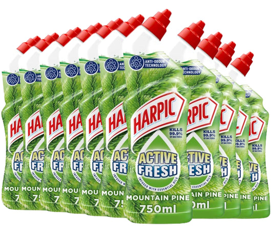 Harpic Active Fresh Toilet Cleaner Gel l Removes Limescale & Stains l Scent: Mountain Pine l Size: Pack of 12 1 Count (Pack of 12)