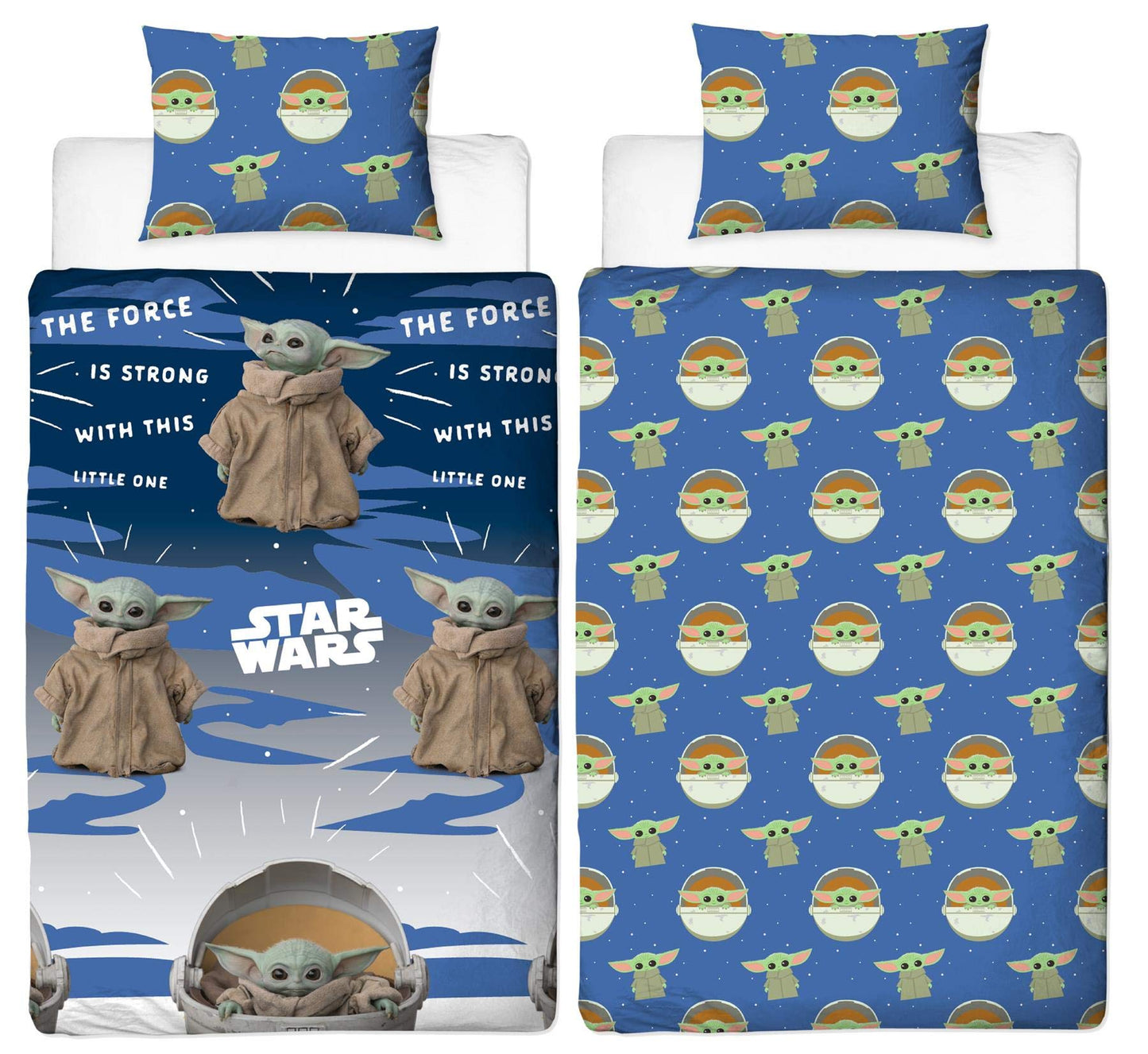 Baby Yoda Single Duvet Cover | Star Wars Mandalorian Night Duvet | Officially Licensed Microfibre Reversible Two Sided Design