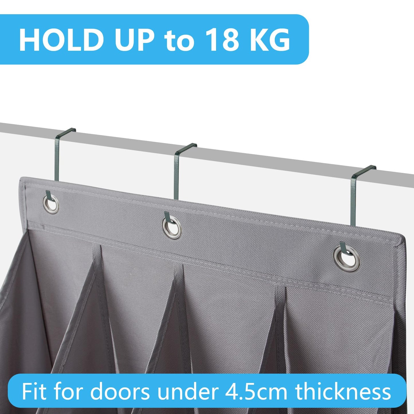 FENTEC Over Door Shoe Organizer, Over Door Storage 14 Pockets, Hanging Shoe Storage Door Shoe Rack Sturdy 600D Oxford Fabric with 3 Hooks for Space Saving, Heavy Duty, Grey 1 Pack-14 Pockets