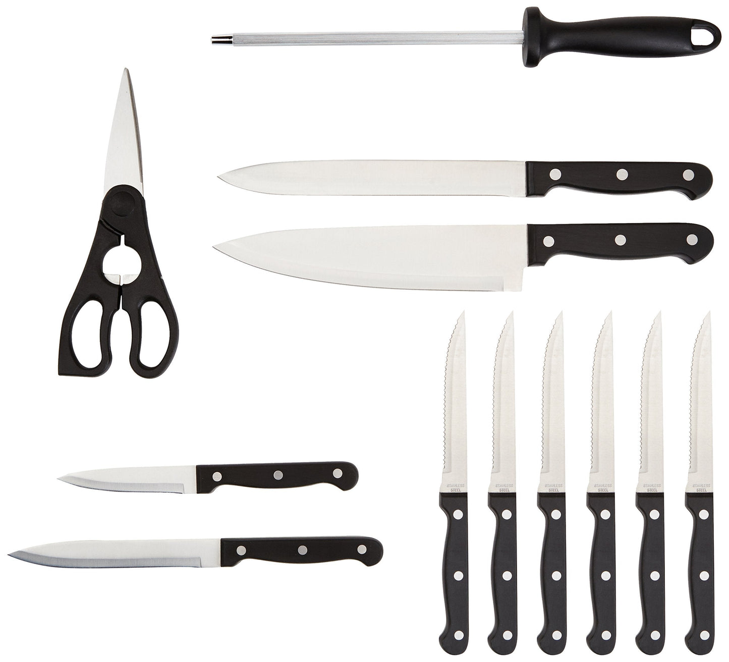 Amazon Basics 14-Piece Knife Set with Block, Black Single