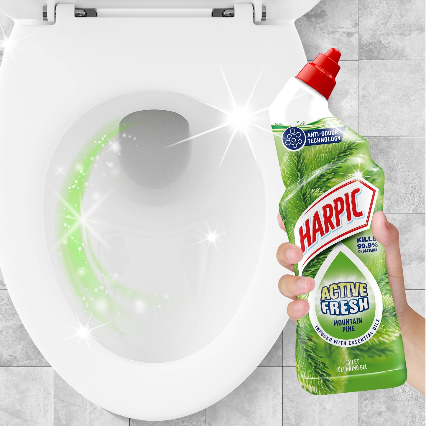 Harpic Active Fresh Toilet Cleaner Gel l Removes Limescale & Stains l Scent: Mountain Pine l Size: Pack of 12 1 Count (Pack of 12)