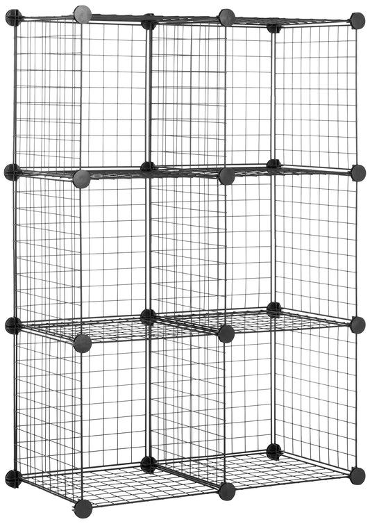 Amazon Basics 6 shelves Cube Interlocking 1 Storage Unit With Metal Wire Mesh, 60 Pounds / 27kg Shelf Maximum Weight Capacity, Black, 37 cm D x 77 cm W x 114 cm H Six Cube