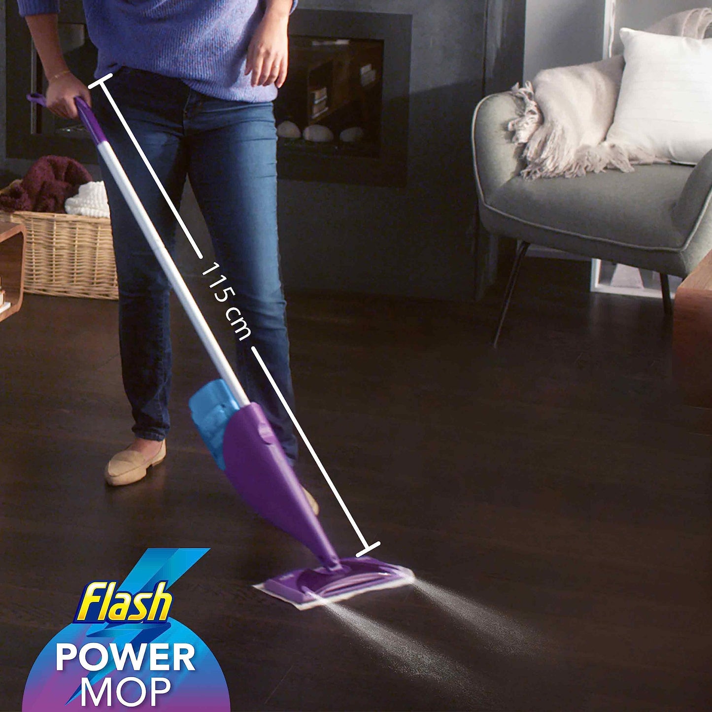 Flash Powermop Refill Liquid, Floor Cleaner, Fresh, 5 Litres (1.25 L x 4) 1.25 l (Pack of 4)