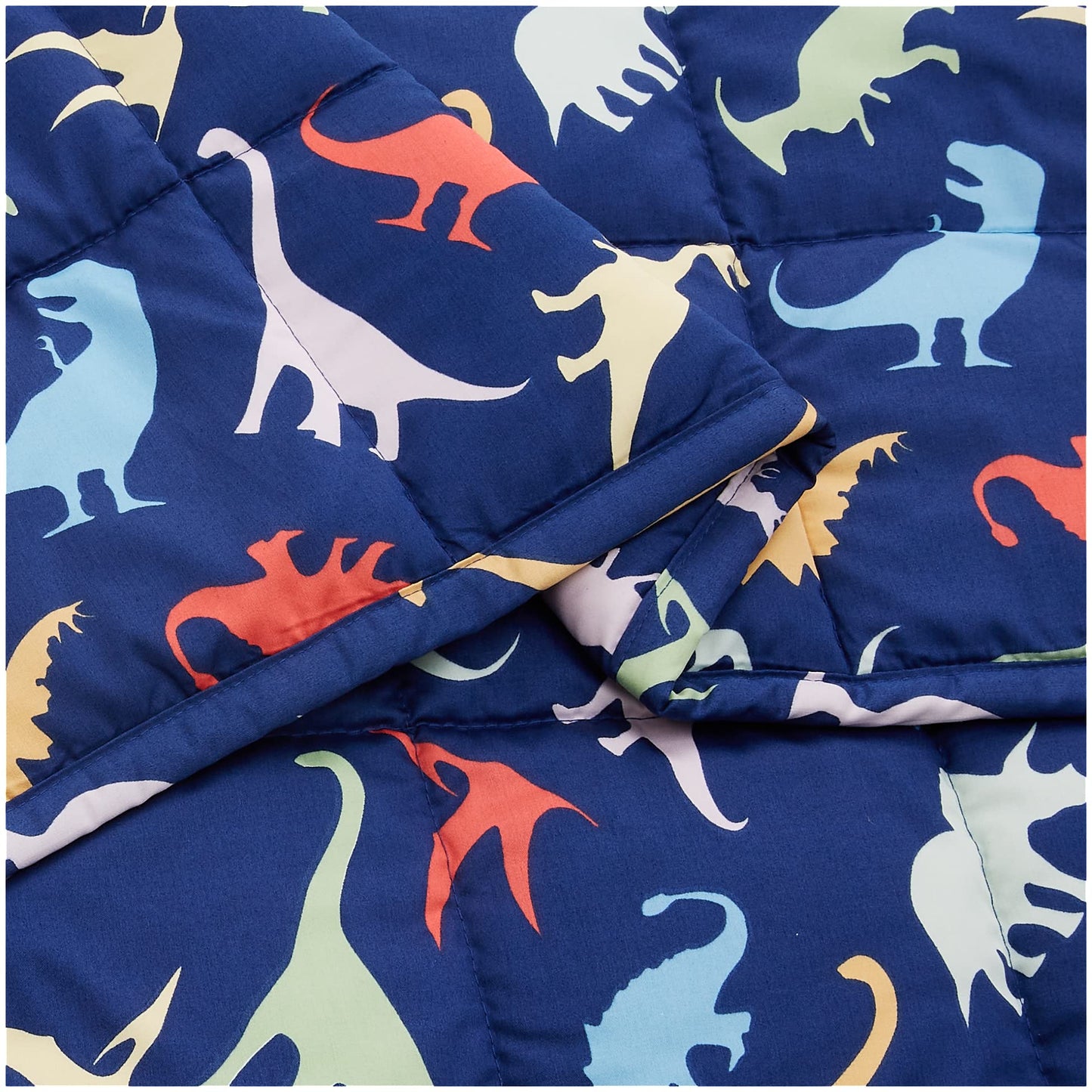 Amazon Basics Kids’ Cotton Weighted Blanket - 4.5 kg, 104 cm x 152 cm, Blue/Dinosaur 4.5 kg blanket Dinosaur