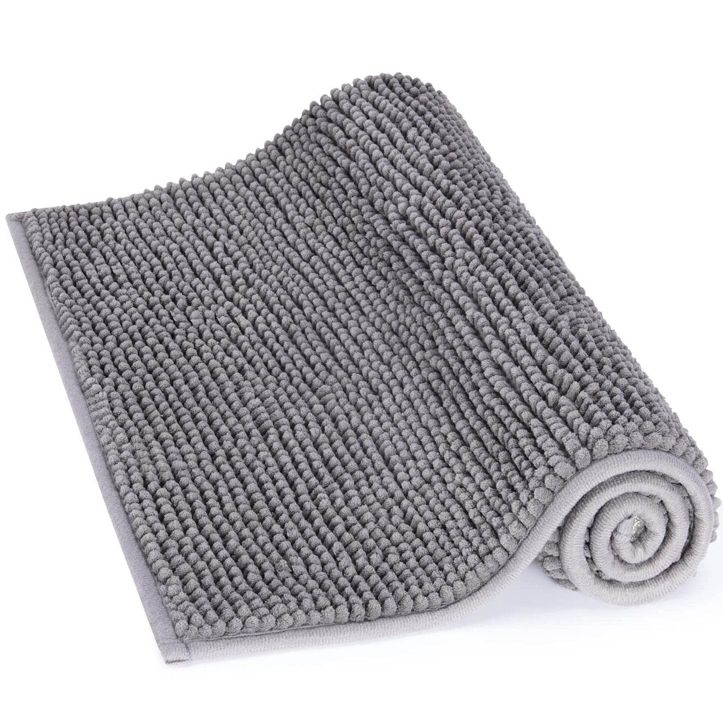 Lifewit Non-slip 80 × 50 cm Chenille Bath Mat, Easy to Clean Bathroom Mats, Soft Shower Rug, Grey Gray 80×50 cm