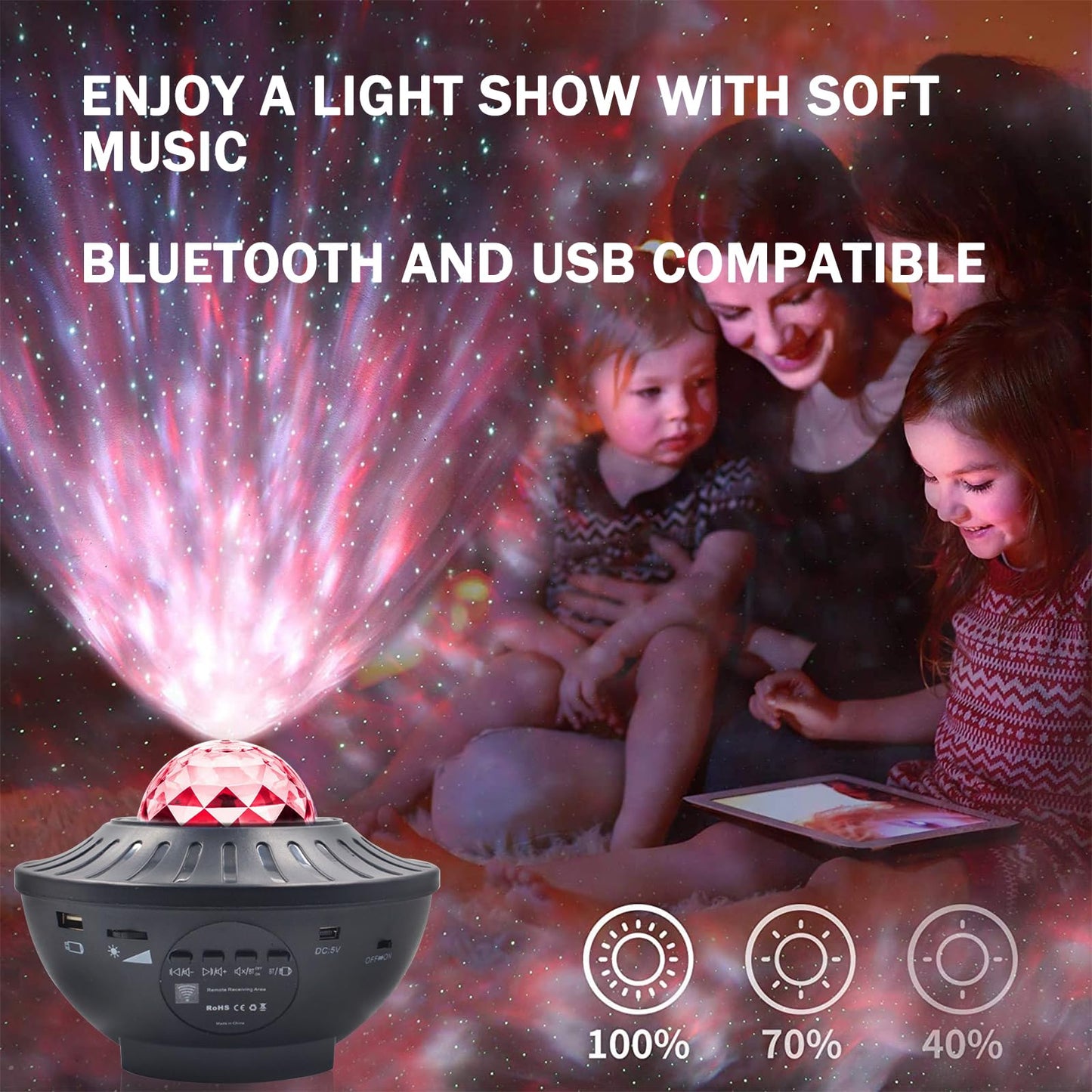 Galaxy Projector, Star Projector with Remote Control, Night Light Kids with Timer, Bluetooth Speaker, LED Night Light for Room Decor, Party Ambient Lighting, Gifts for Kids and Adults Black