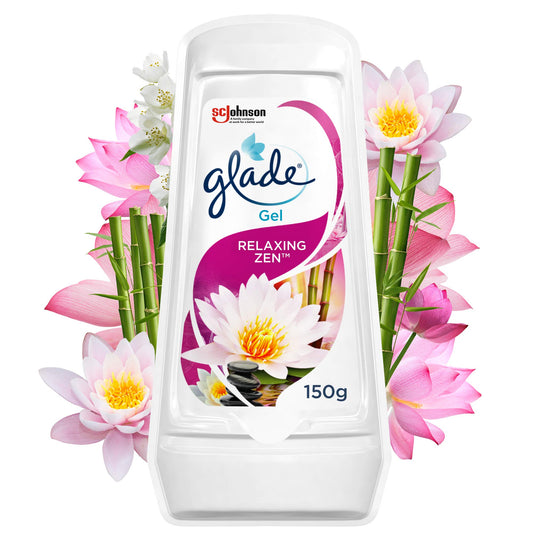 Glade Solid Gel Air Freshener, Odour Eliminator for Home & Bathroom, Relaxing Zen, Pack of 8 (8 x 150g)