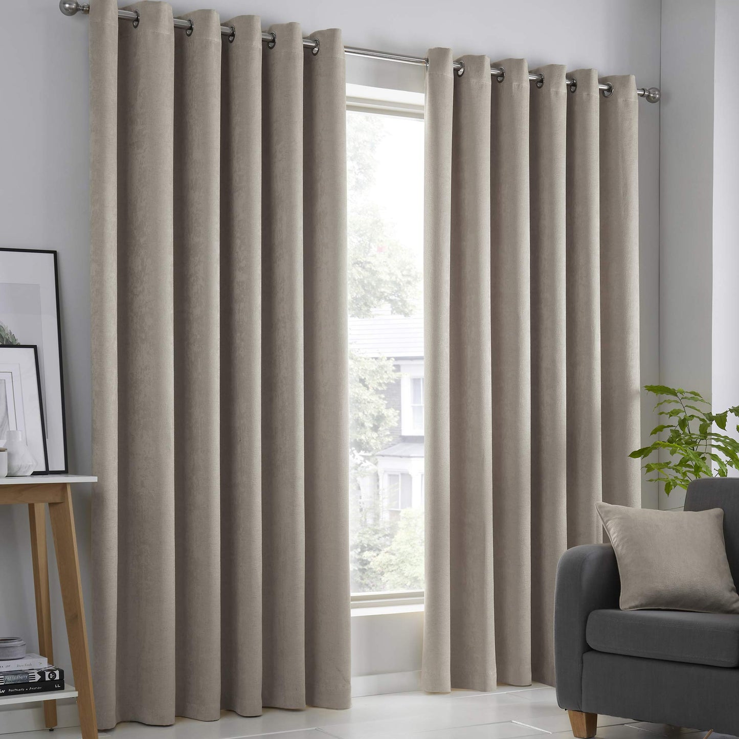 Fusion Beige Curtains W46 x L90 (117 x 229cm) for Living Room, Bedroom, Eyelet Curtains, Thermal Curtains, 2 Panels for Home & Window, Taupe Curtains, Natural Curtains, Cream Curtains 46 x 72" (117 x 183cm) Natural/Beige