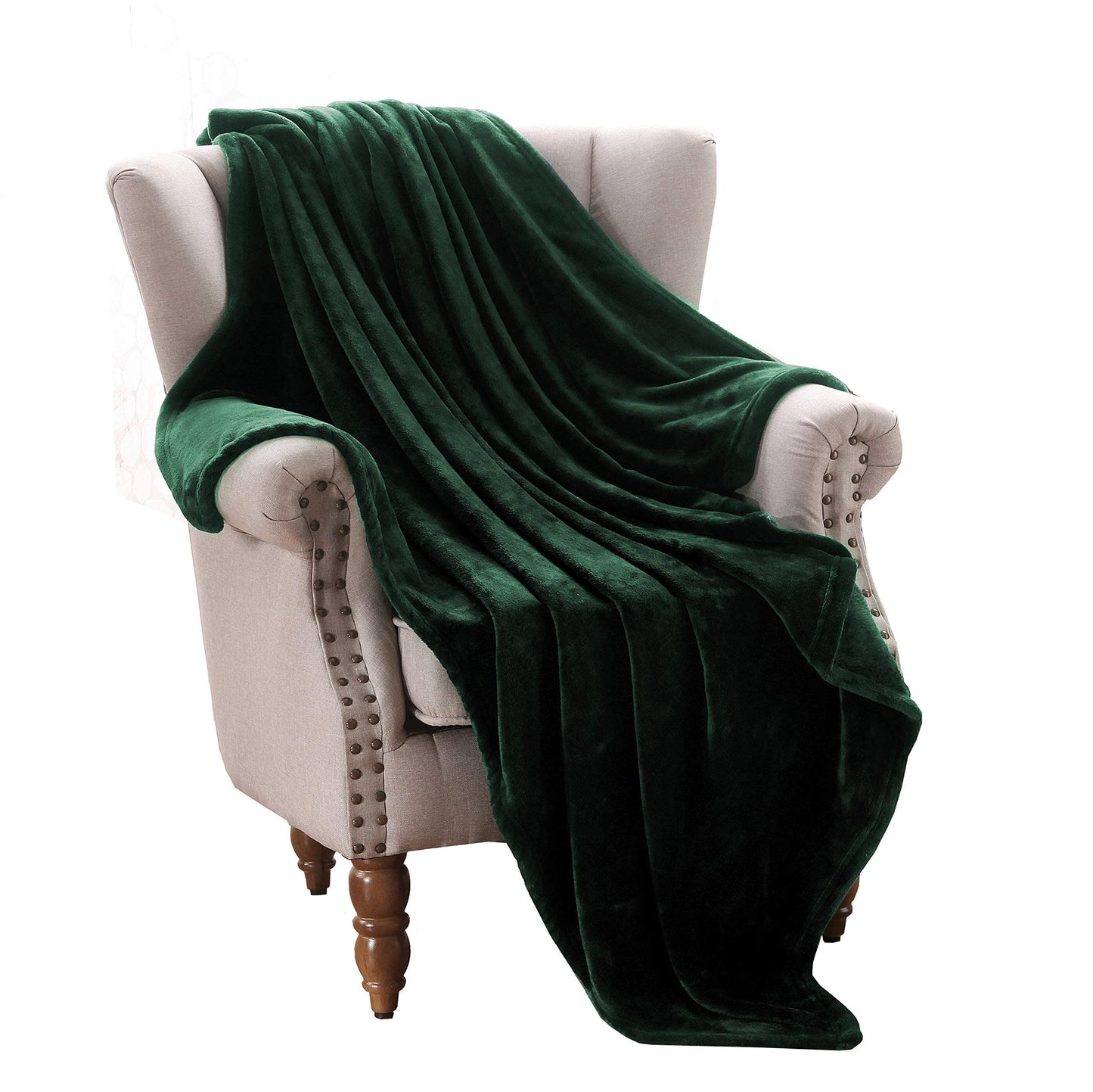 Exclusivo Mezcla Throw Blanket for Couch, Sofa, Settees and Chairs, 127 x 178 CM Flannel Blanket, 300GSM Super Soft Throws, Warm, Cozy, Plush and Lightweight Forest Green Blanket Single (127 x 178 CM)