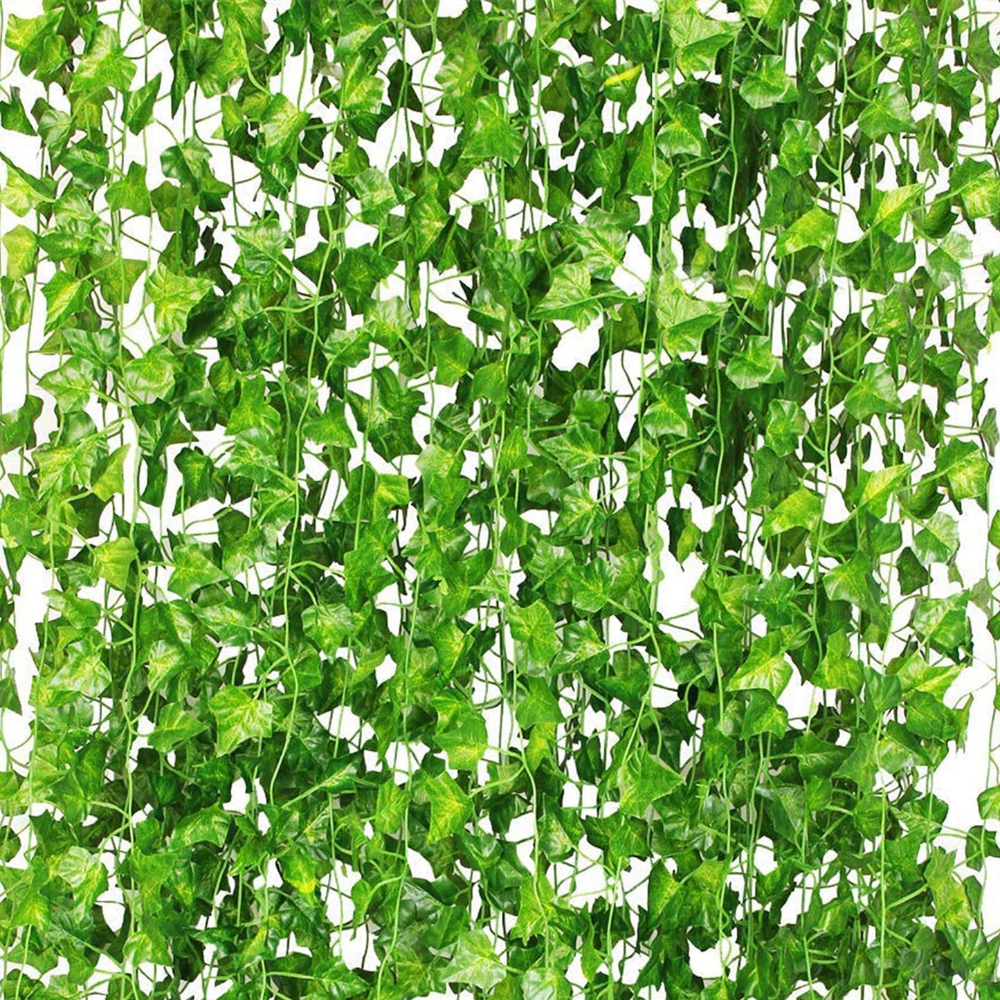 CQURE 24 Pack 168Ft Artificial Ivy Garland,Ivy Garland Fake vines UV Resistant Green Leaves Fake Plants Hanging Vine Plant for Wedding Party Garden Wall Room Decor 168FT-24Pcs