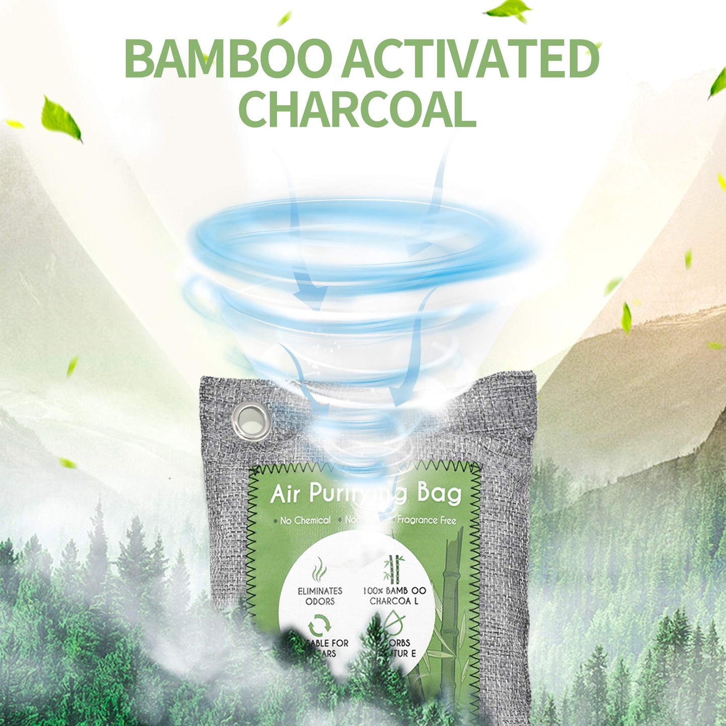 12 Pack Bamboo Air Purifying Bag, Activated Charcoal Bags Odor Absorber, Moisture Absorber, Natural Car Air Freshener, Shoe Deodorizer, Odor Eliminators For Home, Pet, Closet (6x50g, 6x150g) 1.20 kg (Pack of 1)