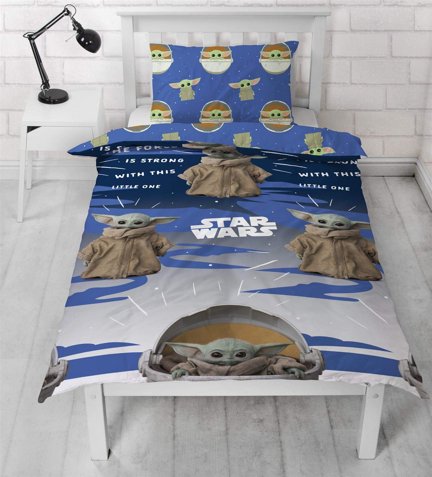 Baby Yoda Single Duvet Cover | Star Wars Mandalorian Night Duvet | Officially Licensed Microfibre Reversible Two Sided Design