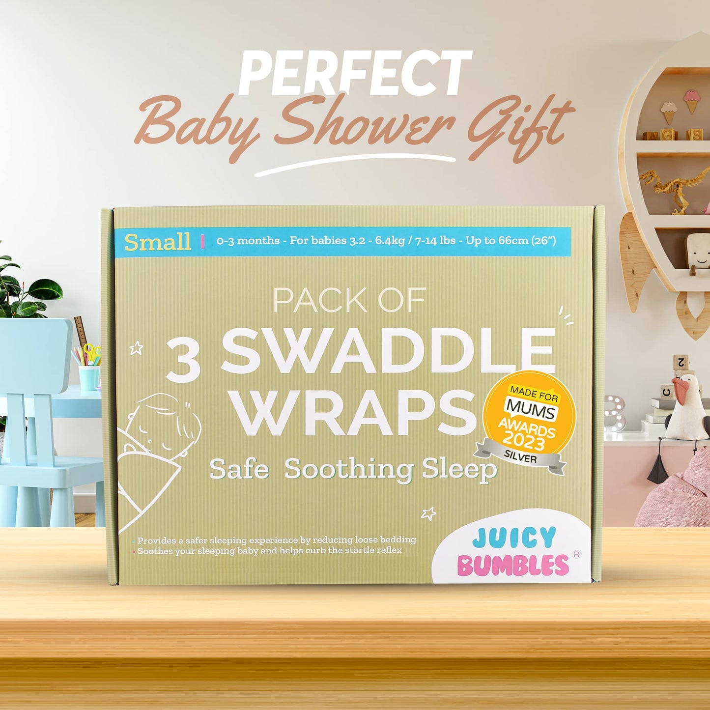 Juicy Bumbles Swaddle Blanket 0-3 Months - 100% Cotton Baby Swaddle Wrap Newborn - Set of 3 Swaddle Wrap - Baby Essentials for Newborn Baby Boy and Girl Stars and Clouds Small: 0-3 Months