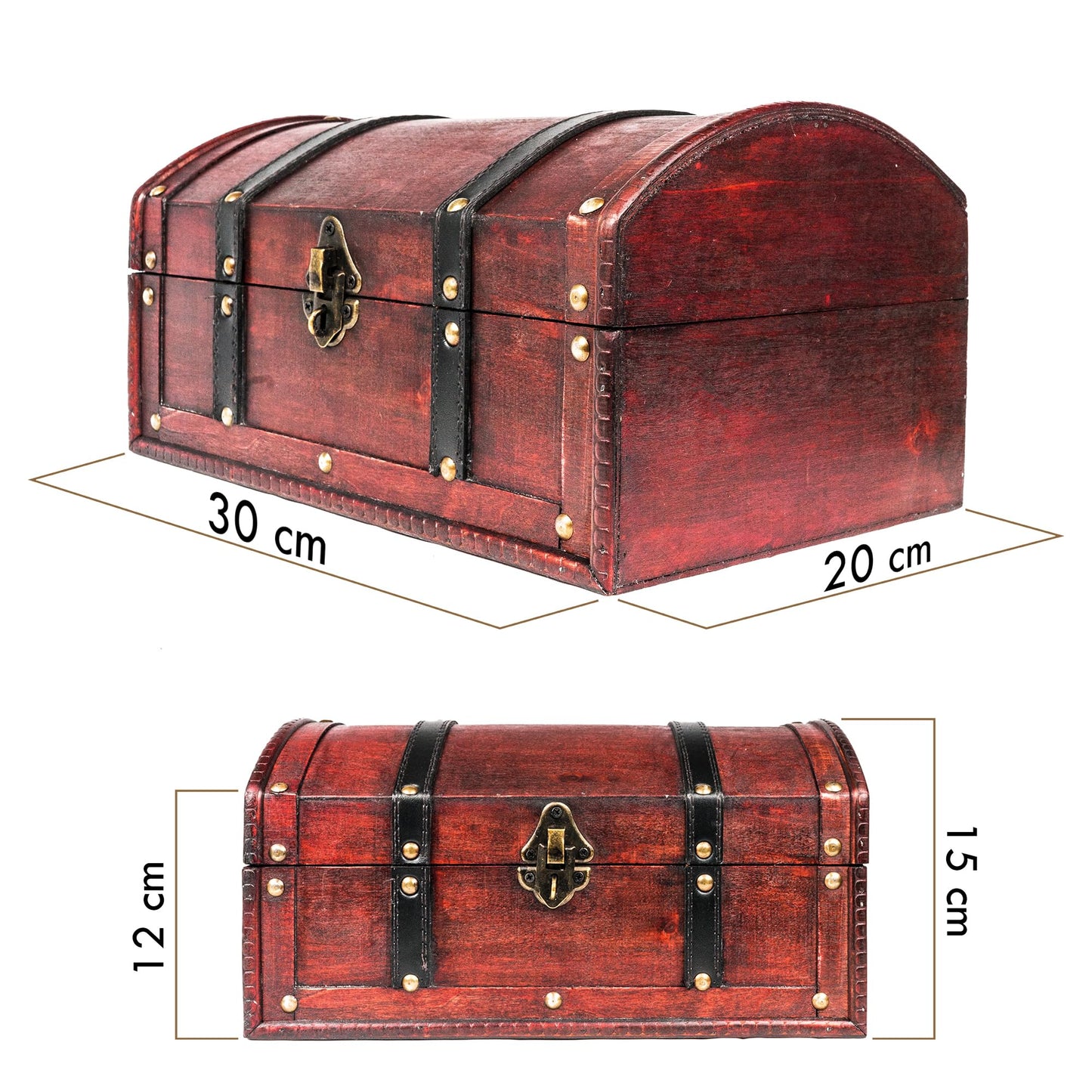 infinimo Treasure Chest - Children's Birthday Treasure Chest - Pirate chest - Gift Box Lockable with Lid and Lock with Key - Treasure Chest 30x20x15cm large Retro