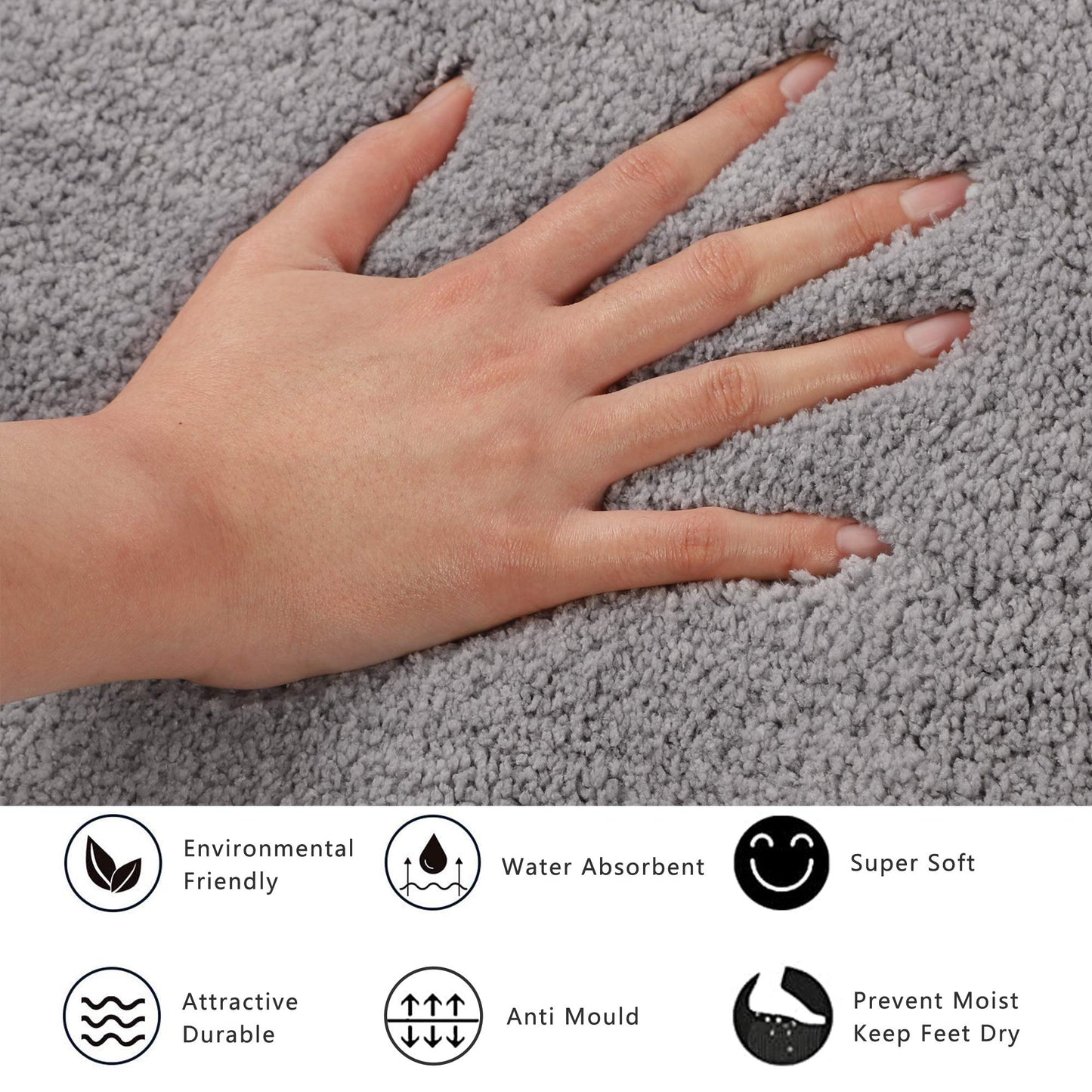 Famibay Bath Mat Non Slip 50x140cm Bathroom Mat Machine Washable Bath Rug Water Absorbent Extra Long Area Rug Runner Microfiber Soft Floor Mat for Bathroom Shower Bathtub Gray