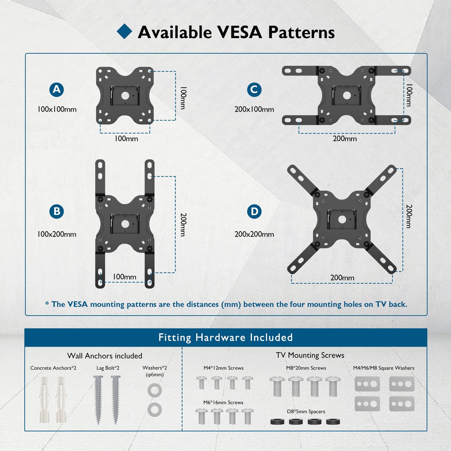 BONTEC TV Wall Bracket for Most 13-42 Inch LED LCD TVs, Tilt, Swivel & 360°Rotation Monitor Wall mount with Max VESA 200x200mm, up to 20kgs, with Safety Screws, Bubble Level, Cable Ties included