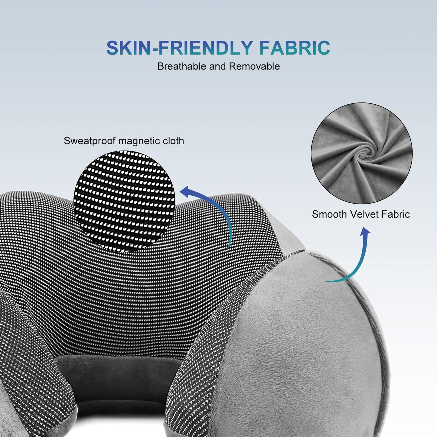 Eono Neck Pillow Memory Foam, Travel Pillow for Neck, Comfortable Neck and Head Support Pillow for Plane Cars Trains Office, Soft Flight Travel Cushion for Sleeping Dark Grey