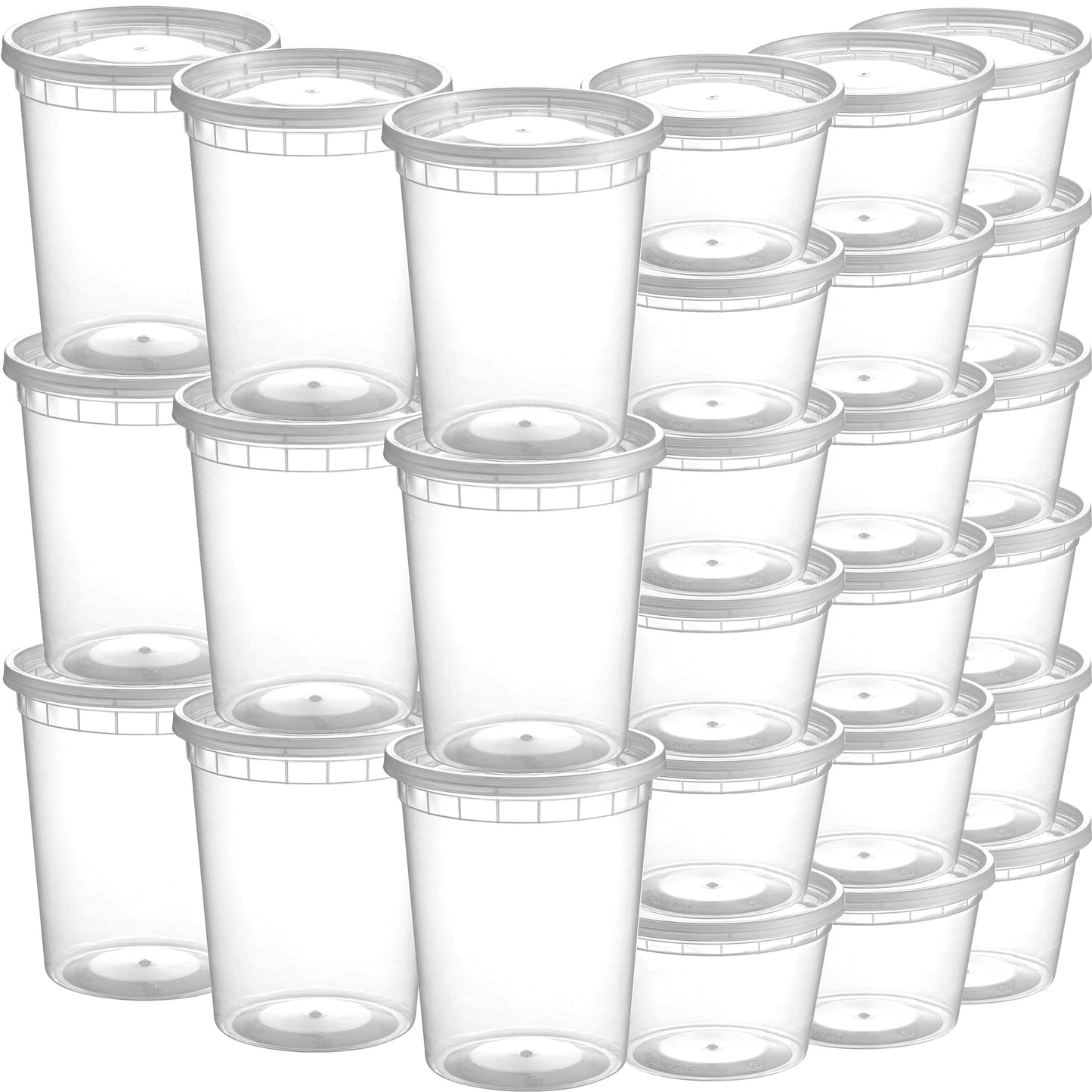 JoyServe Deli Food Containers with 54 Lids - (48 Sets) 24-32 Oz Quart Size & 24-16 Oz Pint Size Meal Prep Containers Reusable Airtight, Food Storage Containers, BPA-Free, Dishwasher, Microwave Safe 48 Sets - 16 & 32 oz