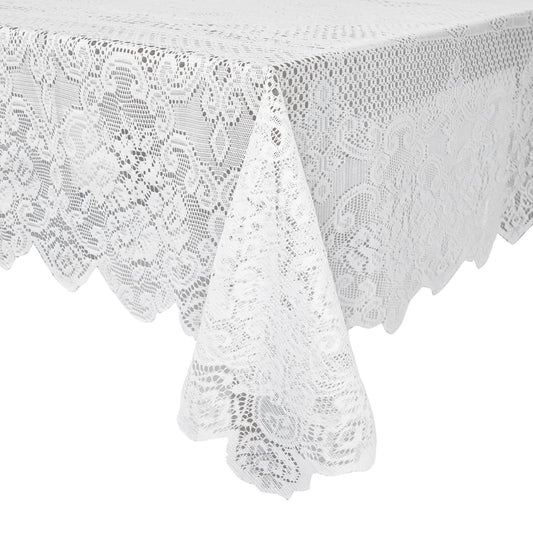 Juvale Rectangular Lace Tablecloth, Elegant Afternoon Tea Table Cloth, White, 137 x 183 cm