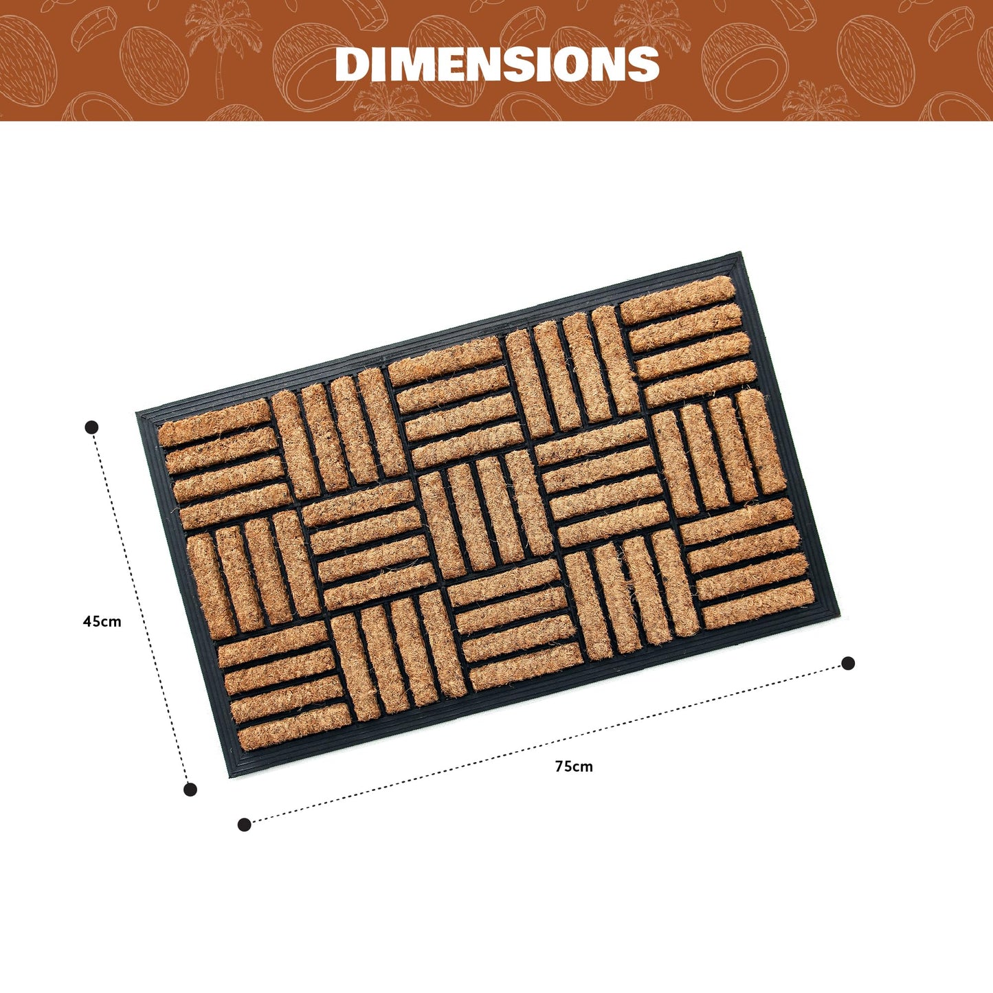 Coco & Coir Door Mat Indoor/Outdoor | 100% Natural Coir Weather Resistant Eco-friendly Entrance Mat (Shortbread)