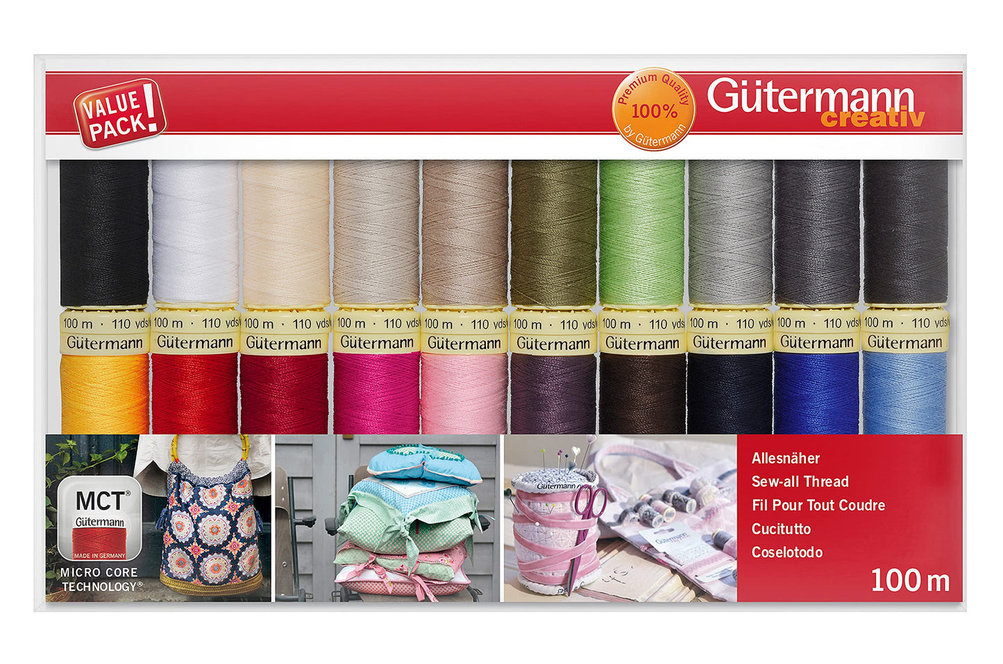 Gutermann Thread Set: Sew-All: 100m: Pack of 20, Assorted 20 x 100m Popular Basic