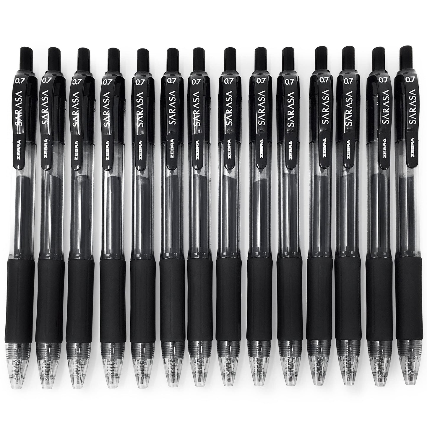 Zebra - Sarasa Retractable Gel Ink Rollerball - Fast Drying - 0.7mm - Black - Pack of 14