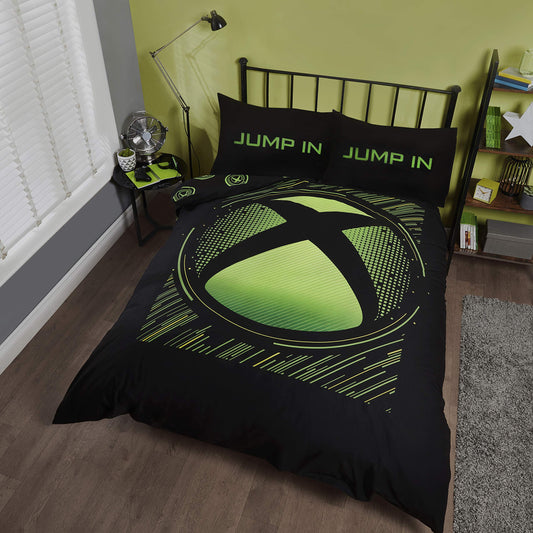 Coco Moon Xbox Green Black Blue Gaming Single Double or King Bed Duvet Bedding Set Genuine Microsoft Gamer Xbox Merchandise Gifts (Sphere, Double) Sphere