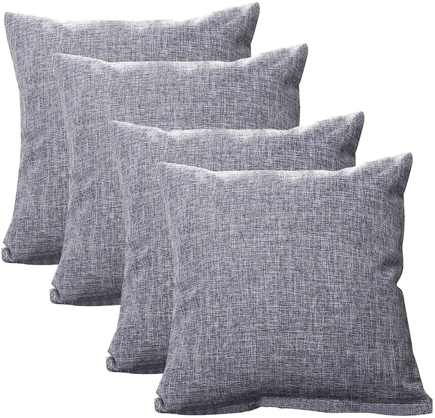 GONOVE Cushion Covers 55×55cm Solid Soft Cotton Linen Throw Pillow Cover Set of 4 Decorative Plain Pillowcase Square Cushion Cover for Home Sofa Bed Chair Décor, Grey 22"x22" (55cm x 55cm)