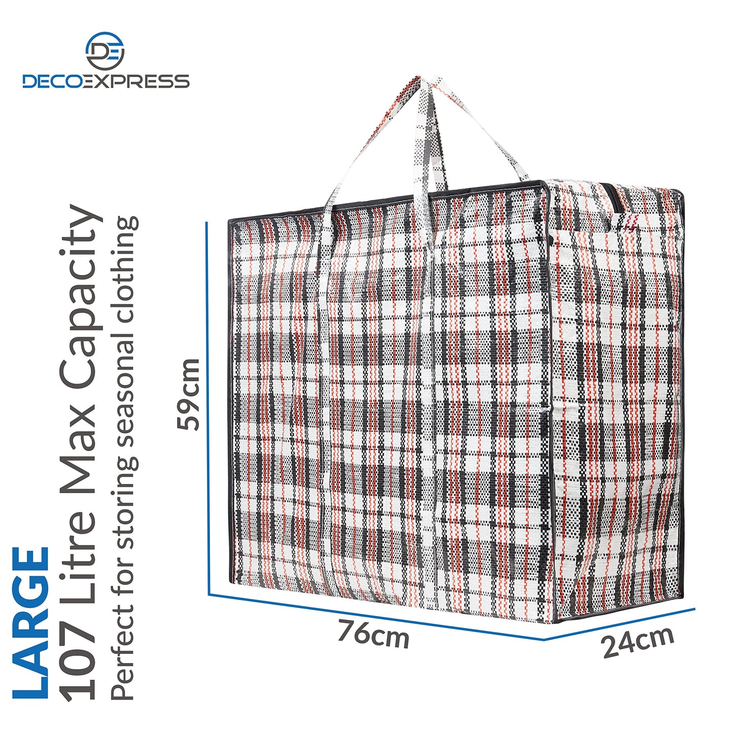 DECO EXPRESS Laundry Bags Large - Strong Durable Storage Bags for Moving House Shopping and Laundry - Jumbo Reusable Zip Bag Storage Bags XXL Multipack (Pack of 2) Pack of 2