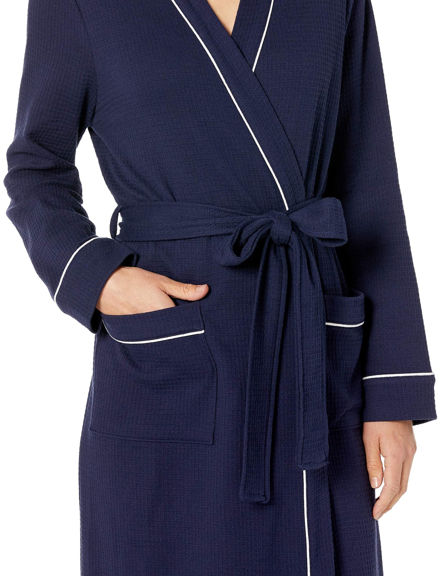 Amazon Essentials Women's Lightweight Waffle Full-Length Robe (Available in Plus Size) L Navy