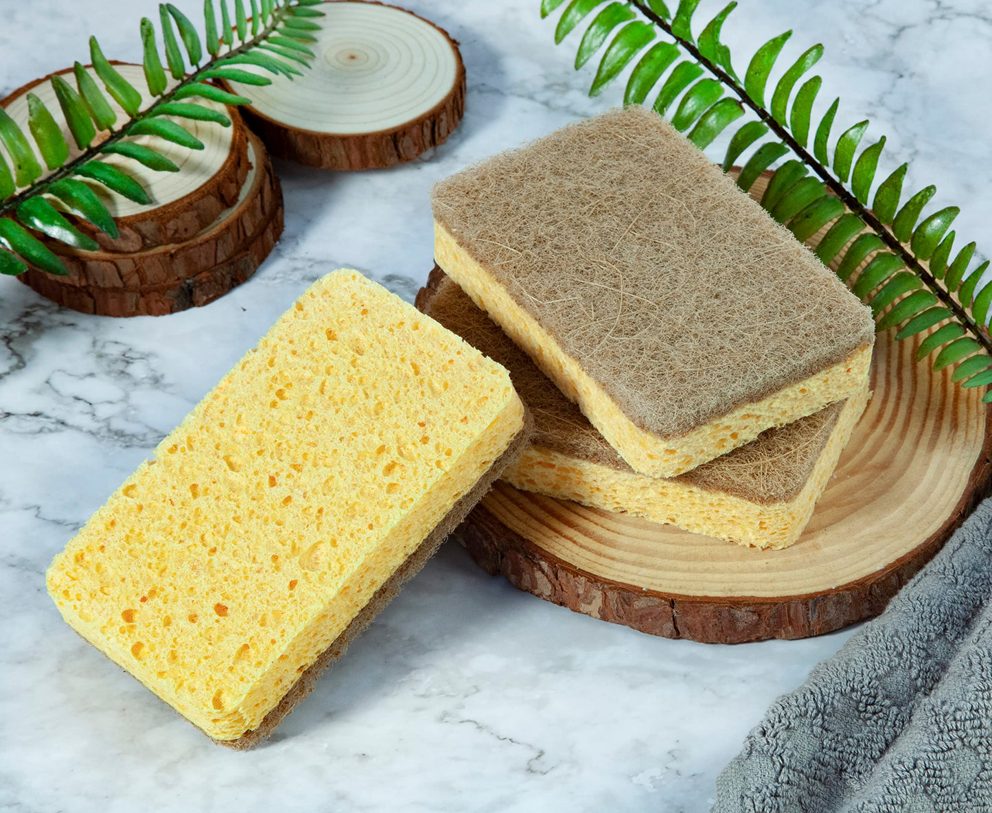 Epically Eco | 100% Biodegradable and Compostable Washing up Sponge - Cellulose Kitchen and Bathroom Sponge with Non-Scratch Scrubber (6 Pack) | Eco Friendly - Zero Waste Packaging 6