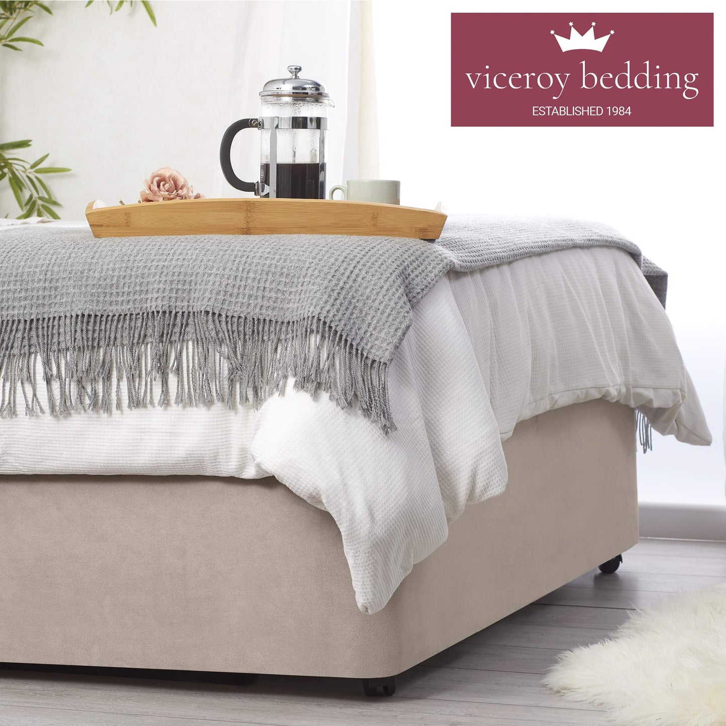 Bed Wrap FAUX SUEDE Divan Bed Base Wrap COVER Alternative to Traditional Valance Sheet Fully Elasticated Skirt Easy To Fit - Wraps Itself Around The Base of Bed Frame (Beige, Super King-Size) Beige