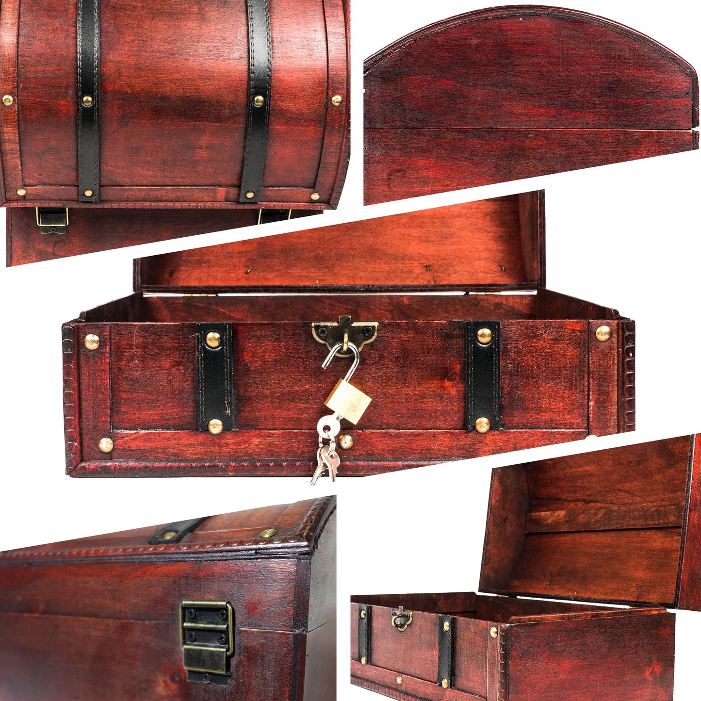 infinimo Treasure Chest - Children's Birthday Treasure Chest - Pirate chest - Gift Box Lockable with Lid and Lock with Key - Treasure Chest 30x20x15cm large Retro