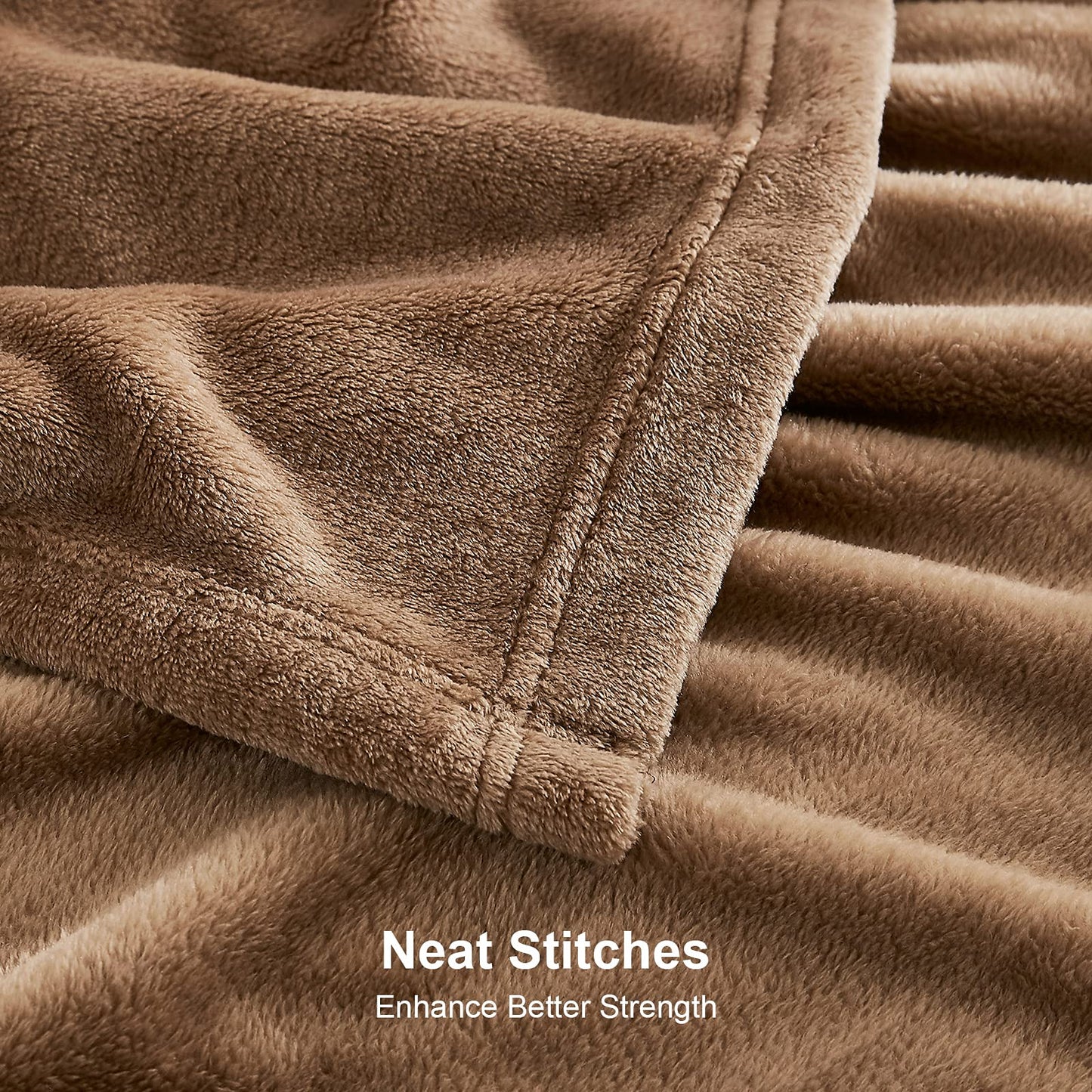 EHEYCIGA Fleece Blanket Extra Large Throws for Settees Fluffy Warm Soft Blanket for Bed Settees Armchairs, Fit All Season, Camel, 270x230cm King