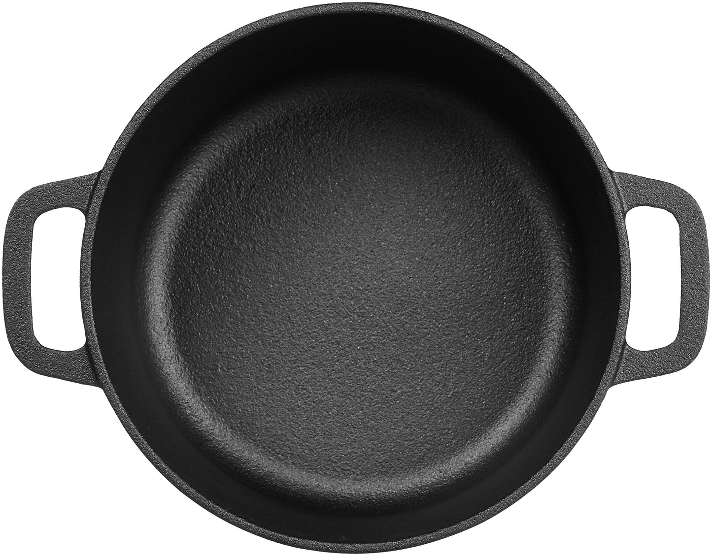 Amazon Basics Pre-Seasoned Cast Iron Round Dutch Oven with Dual Handles, 1.89 L, Black