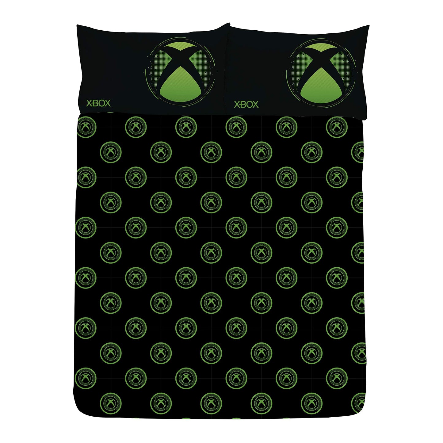 Coco Moon Xbox Green Black Blue Gaming Single Double or King Bed Duvet Bedding Set Genuine Microsoft Gamer Xbox Merchandise Gifts (Sphere, Double) Sphere