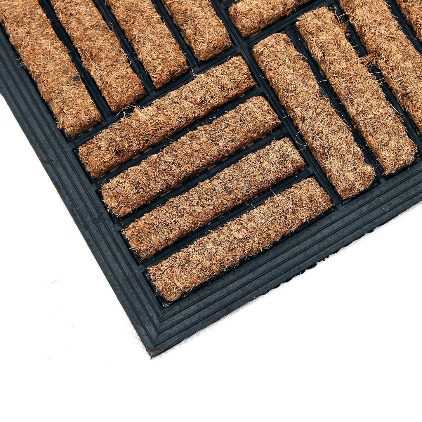 Coco & Coir Door Mat Indoor/Outdoor | 100% Natural Coir Weather Resistant Eco-friendly Entrance Mat (Shortbread)